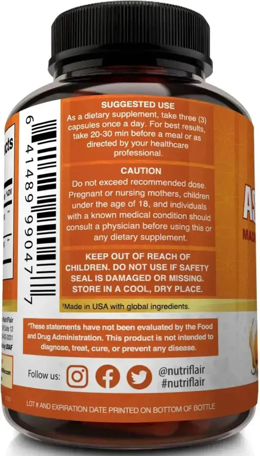 NUTRIFLAIR - NutriFlair Ashwagandha 1950Mg. 180 Capsulas - The Red Vitamin MX - Suplementos Alimenticios - {{ shop.shopifyCountryName }}
