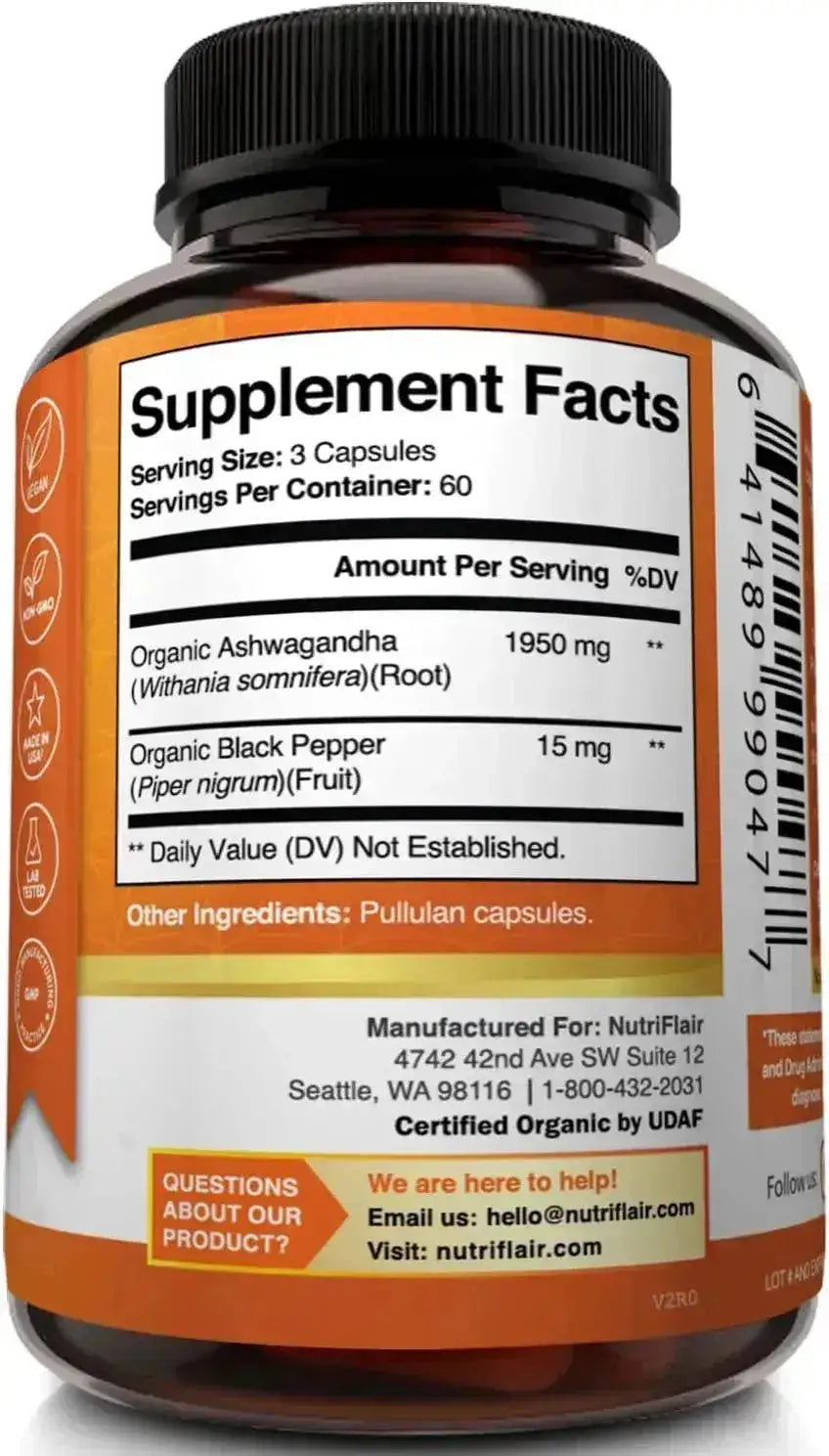 NUTRIFLAIR - NutriFlair Ashwagandha 1950Mg. 180 Capsulas - The Red Vitamin MX - Suplementos Alimenticios - {{ shop.shopifyCountryName }}