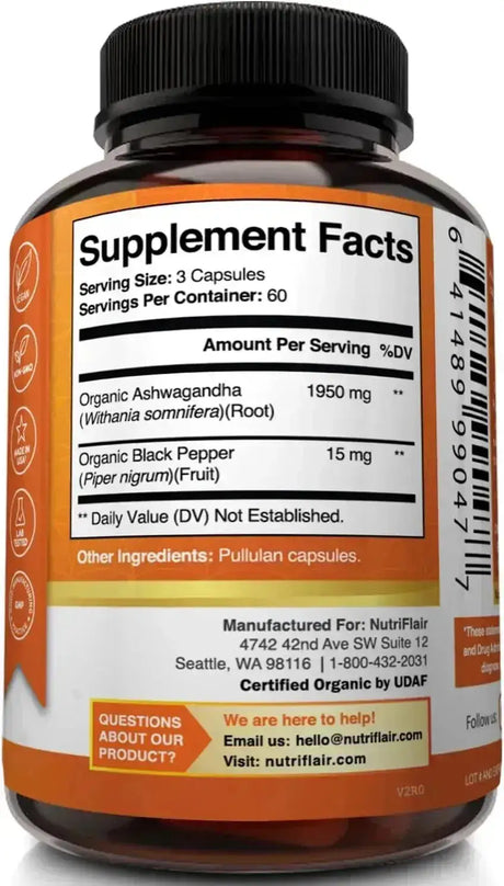 NUTRIFLAIR - NutriFlair Ashwagandha 1950Mg. 180 Capsulas - The Red Vitamin MX - Suplementos Alimenticios - {{ shop.shopifyCountryName }}