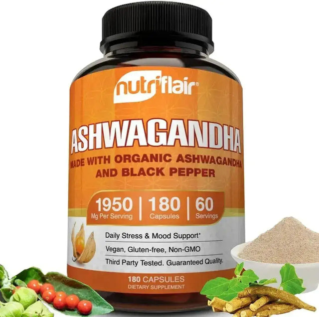 NUTRIFLAIR - NutriFlair Ashwagandha 1950Mg. 180 Capsulas - The Red Vitamin MX - Suplementos Alimenticios - {{ shop.shopifyCountryName }}
