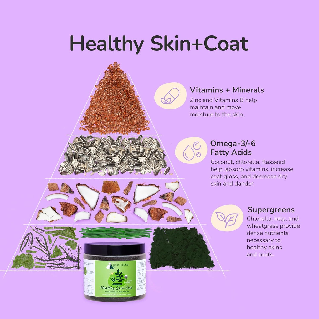 kin+kind Superfood Set for Dogs Boost Immunity Promotes Healthy Skin & Coat Hip & Joint Healthy Digestion 4 Oz. 4 Pack