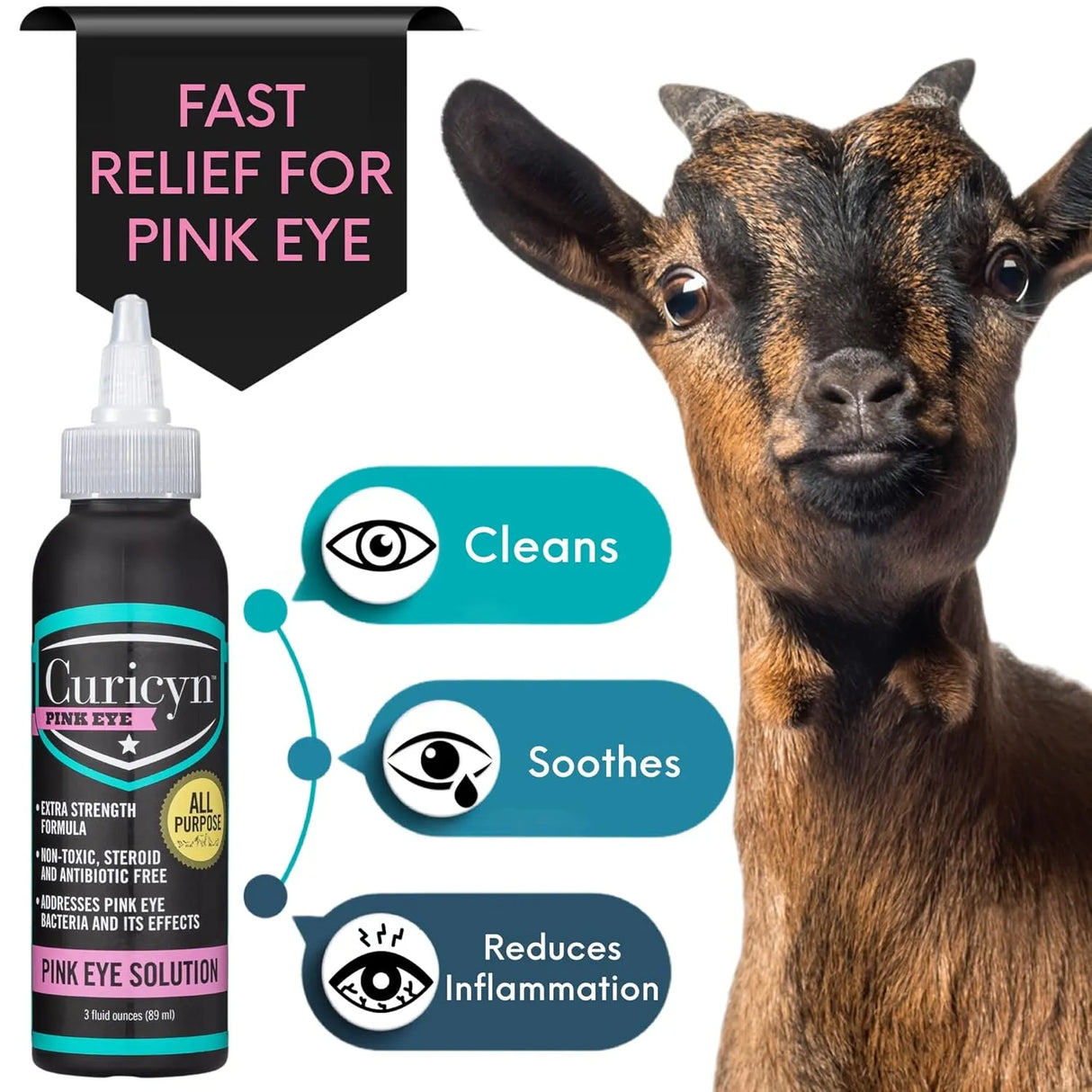 CURICYN - Curicyn Pink Eye Solution 3 Fl.Oz. - The Red Vitamin MX - Cuidado De Los Ojos De Los Perros - {{ shop.shopifyCountryName }}