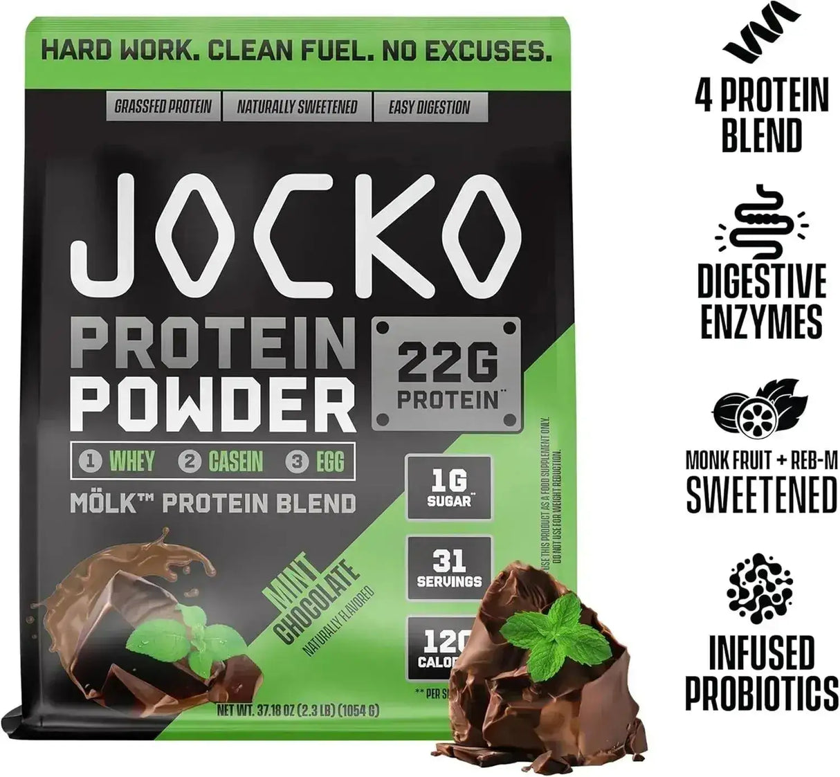 JOCKO FUEL - Jocko Mölk Whey Protein Powder Sugar Free 31 Servicios Mint Chocolate 1054Gr. - The Red Vitamin MX - Suplementos Alimenticios - {{ shop.shopifyCountryName }}