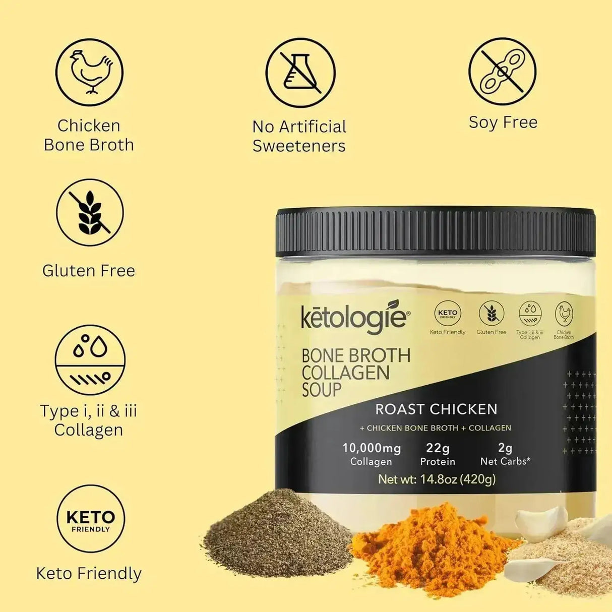 KETOLOGIE - Ketologie Bone Broth Collagen Soup Roast Chicken 420Gr. - The Red Vitamin MX - Suplementos Alimenticios - {{ shop.shopifyCountryName }}