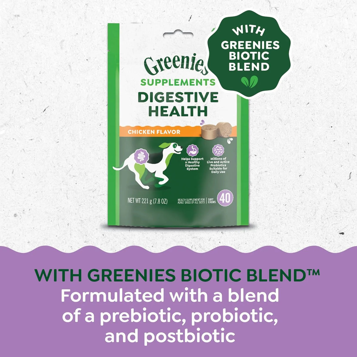 GREENIES - Greenies Supplements Digestive Health Probiotics for Dogs Chicken Flavor 40 Masticables - The Red Vitamin MX - Probióticos Para Perros - {{ shop.shopifyCountryName }}