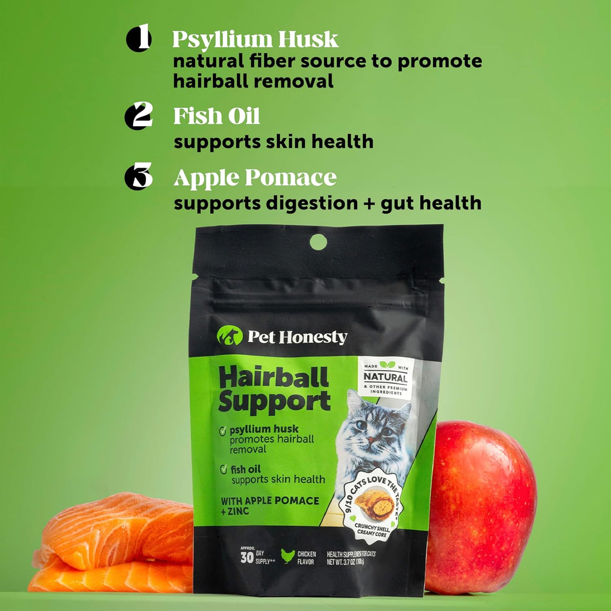 Pet Honesty Cat Hairball Support Crunchy & Creamy Chews 90 Masticables