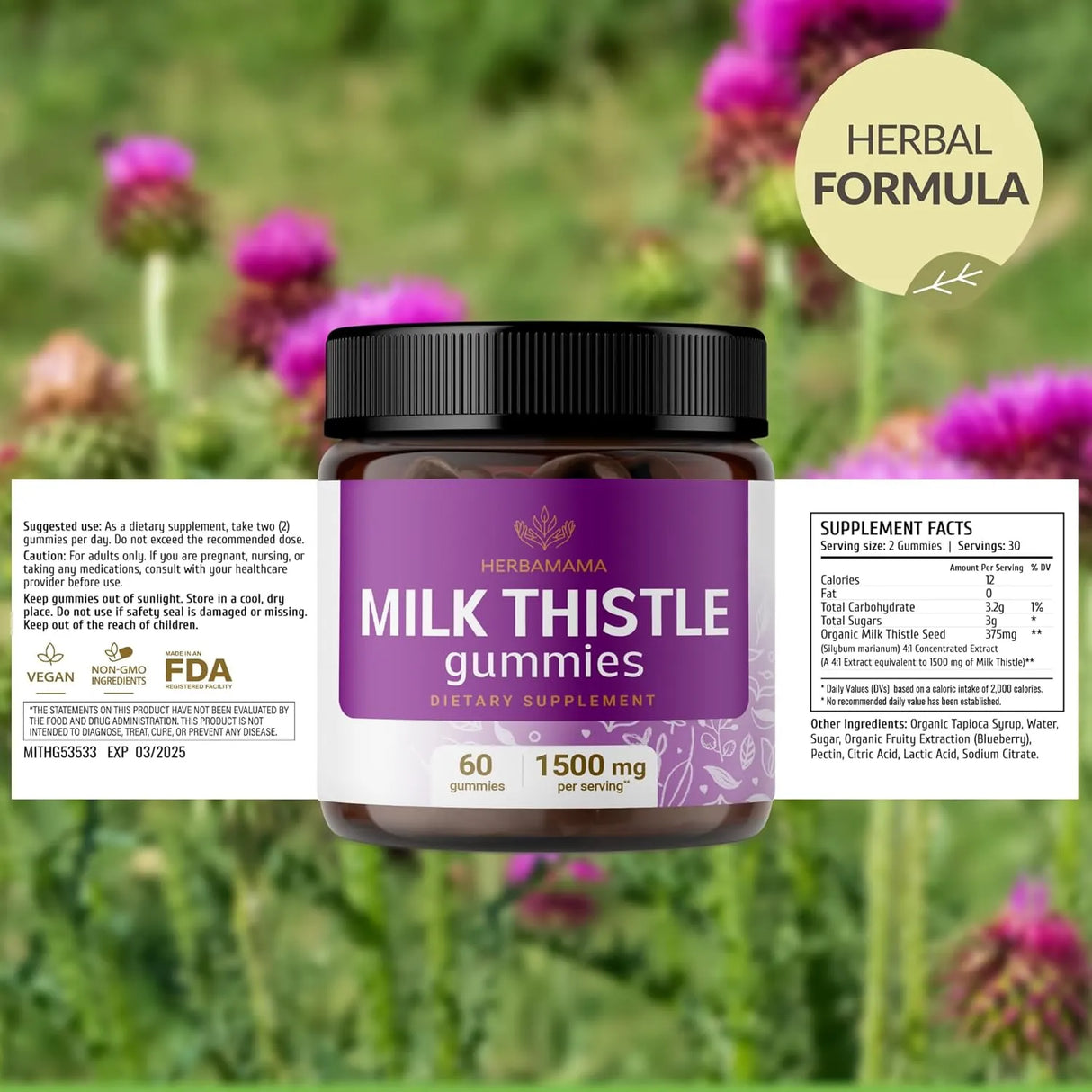 HERBAMAMA - HERBAMAMA Milk Thistle Gummies 1500Mg. 60 Gomitas - The Red Vitamin MX - Suplementos Alimenticios - {{ shop.shopifyCountryName }}