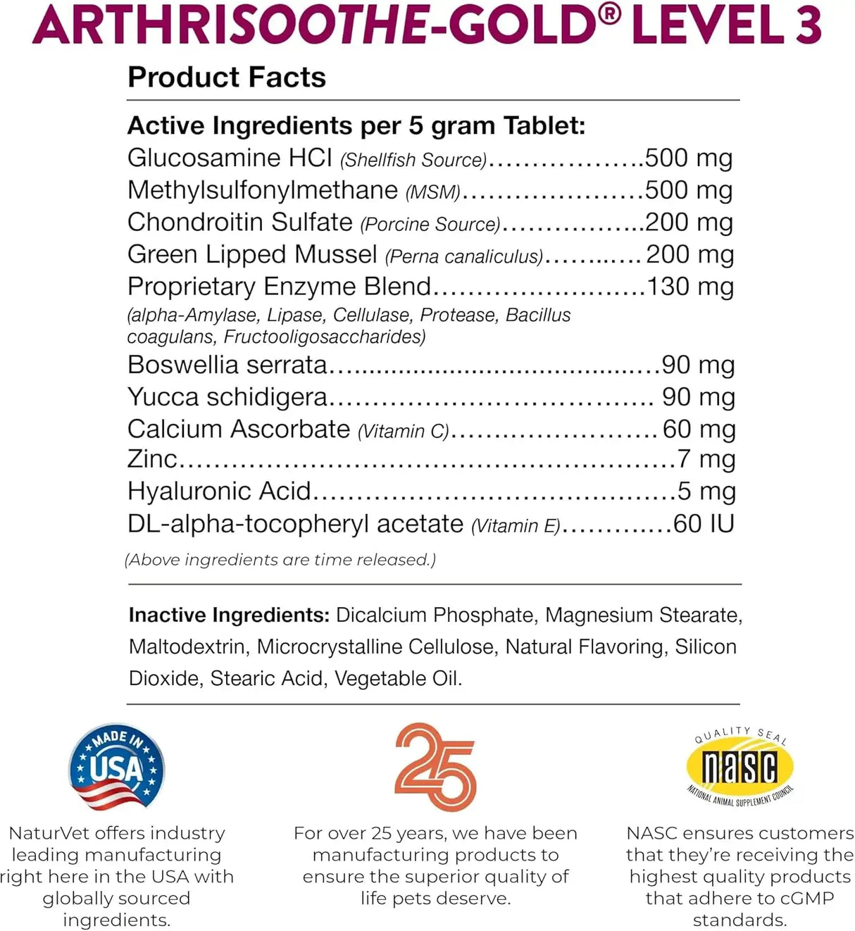 NATURVET - NaturVet ArthriSoothe-GOLD Level 3 Advanced Joint Care 120 Tabletas Masticables - The Red Vitamin MX - Cuidado De Cadera Y Articulaciones Para Perros - {{ shop.shopifyCountryName }}