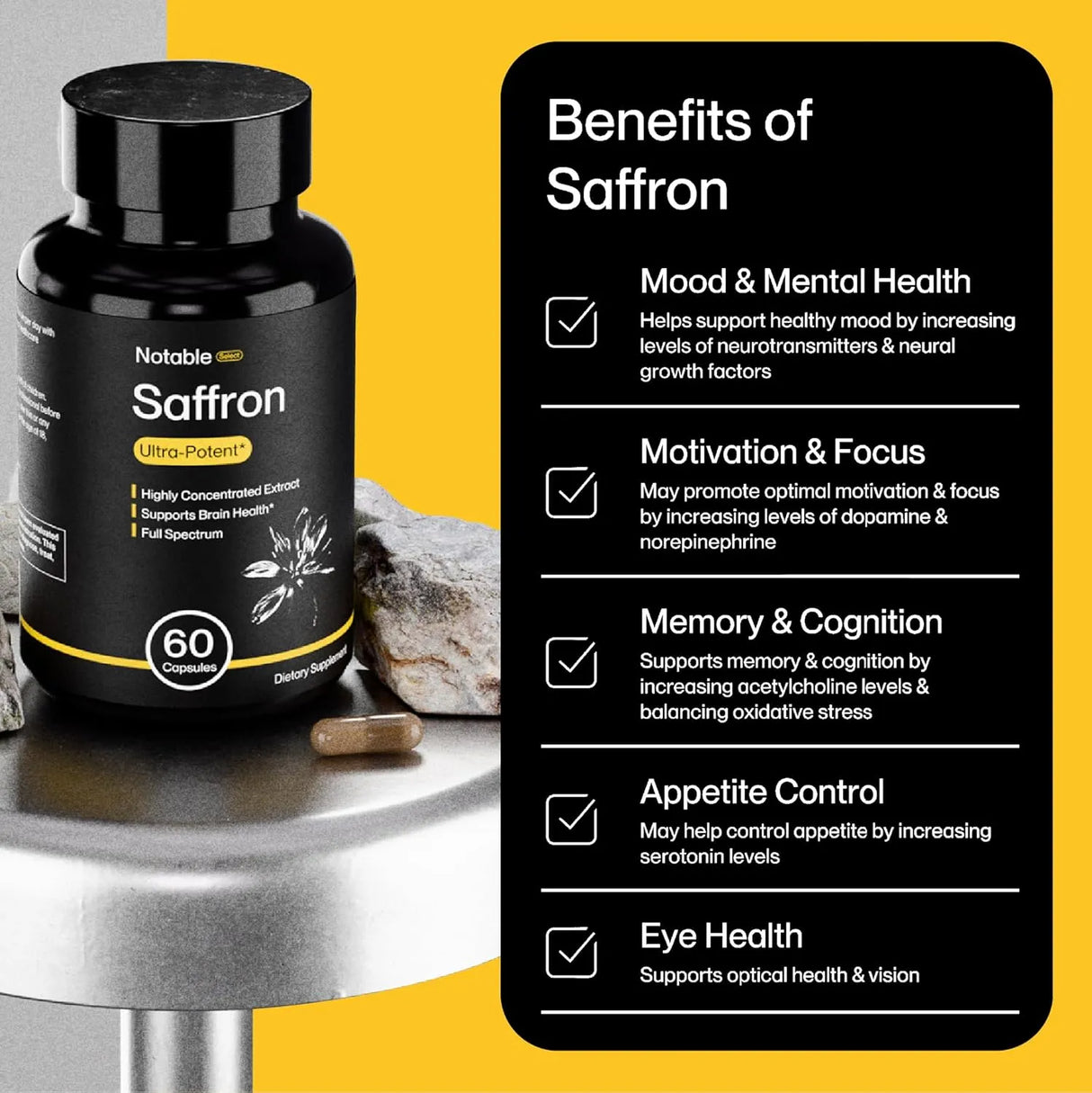 NOTABLE - Notable Ultra-Potent Saffron Extract 30Mg. 60 Capsulas - The Red Vitamin MX - Suplementos Alimenticios - {{ shop.shopifyCountryName }}