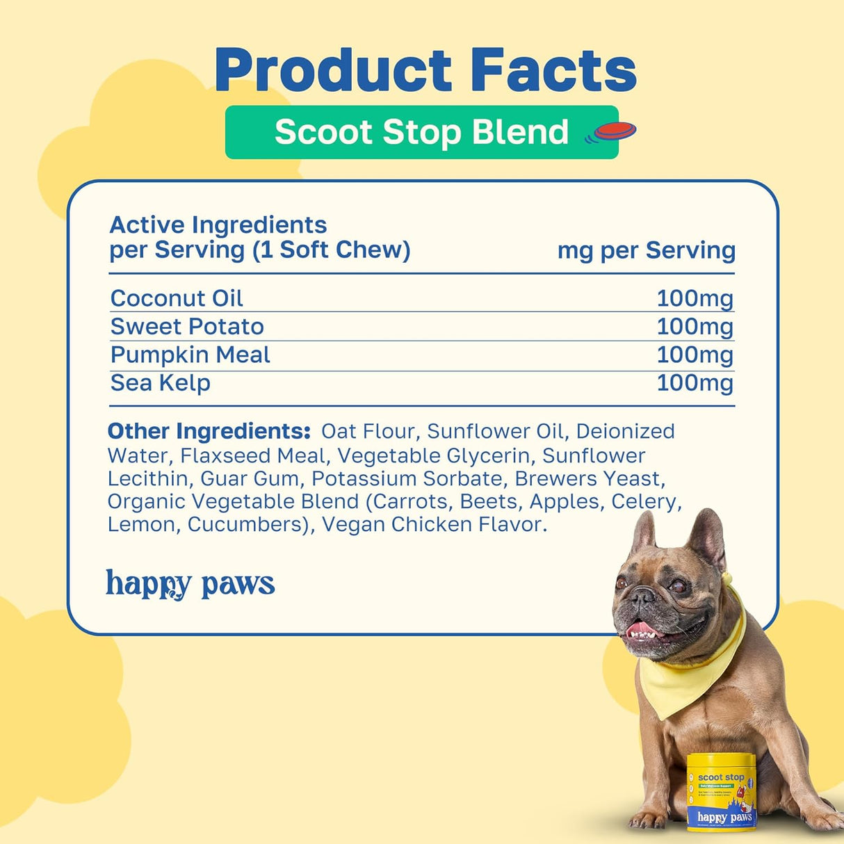 Happy Paws Scoot Stop Dog Chews Chicken Flavor 100 Masticables