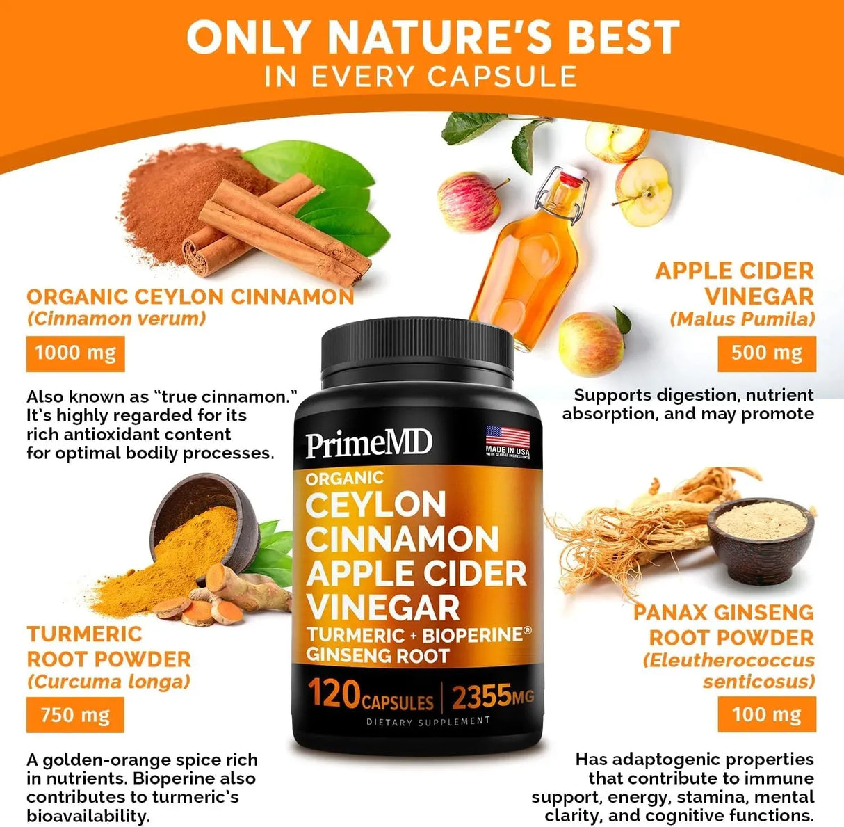 PRIMEMD - PrimeMD 5-in-1 Ceylon Cinnamon 120 Capsulas - The Red Vitamin MX - Suplementos Alimenticios - {{ shop.shopifyCountryName }}