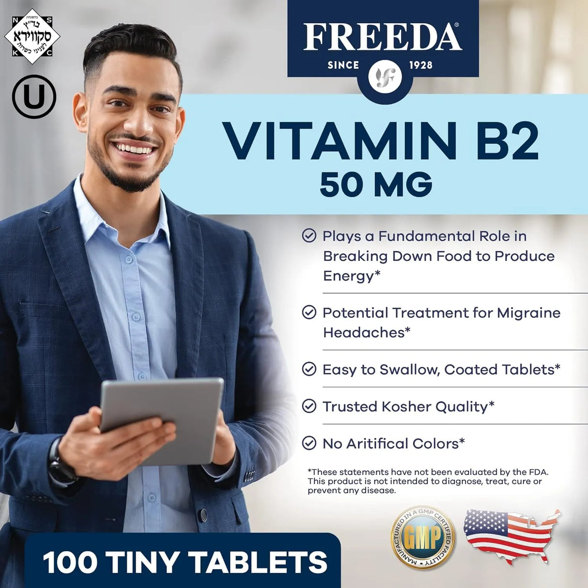 FREEDA - Freeda Vitamin B2 Riboflavin 50Mg. 100 Tabletas - The Red Vitamin MX - Suplementos Alimenticios - {{ shop.shopifyCountryName }}