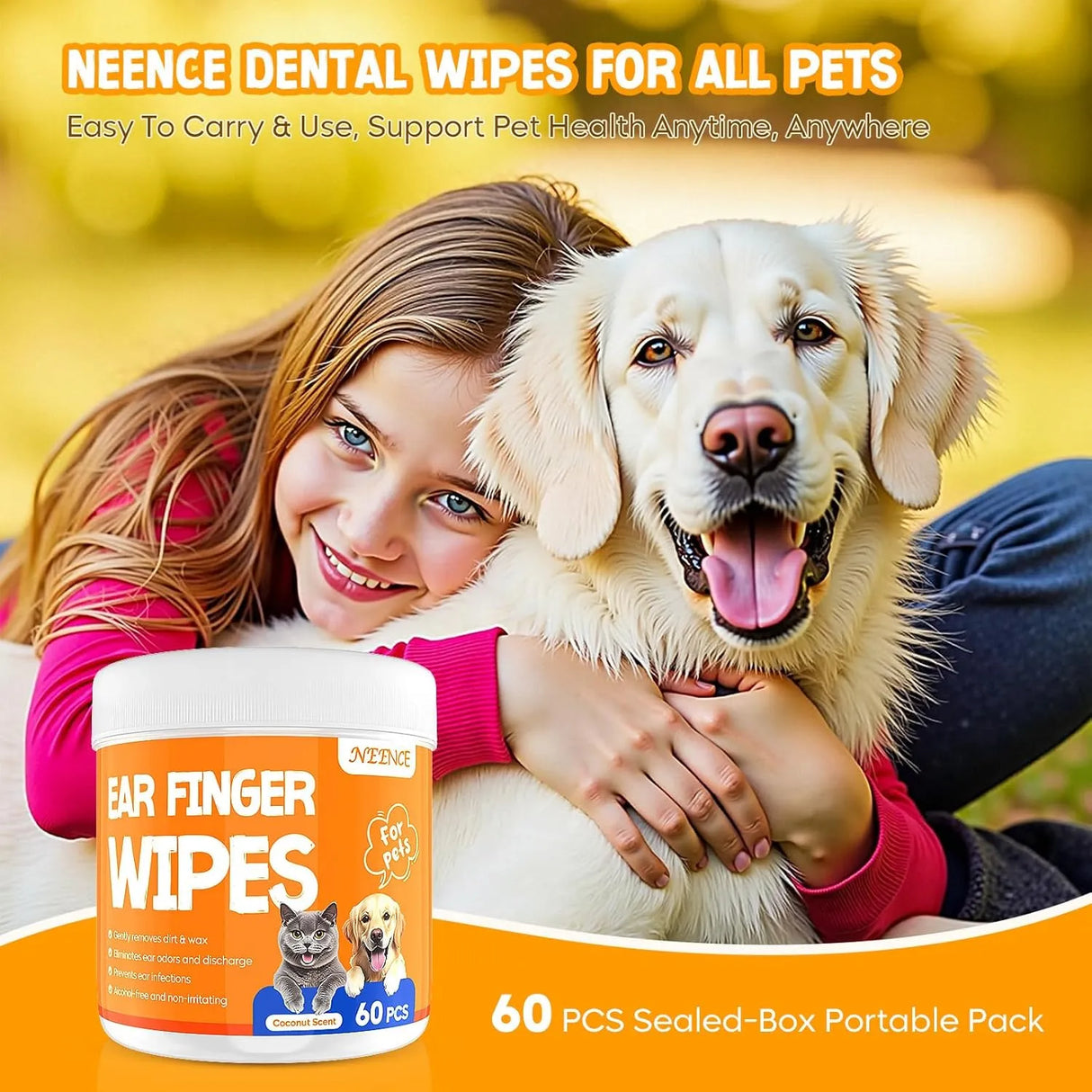 NEENCE - NEENCE Ear Finger Wipes for Dogs & Cats Coconut Scent 60 Toallitas - The Red Vitamin MX - Cuidado Del Oído De Perros - {{ shop.shopifyCountryName }}