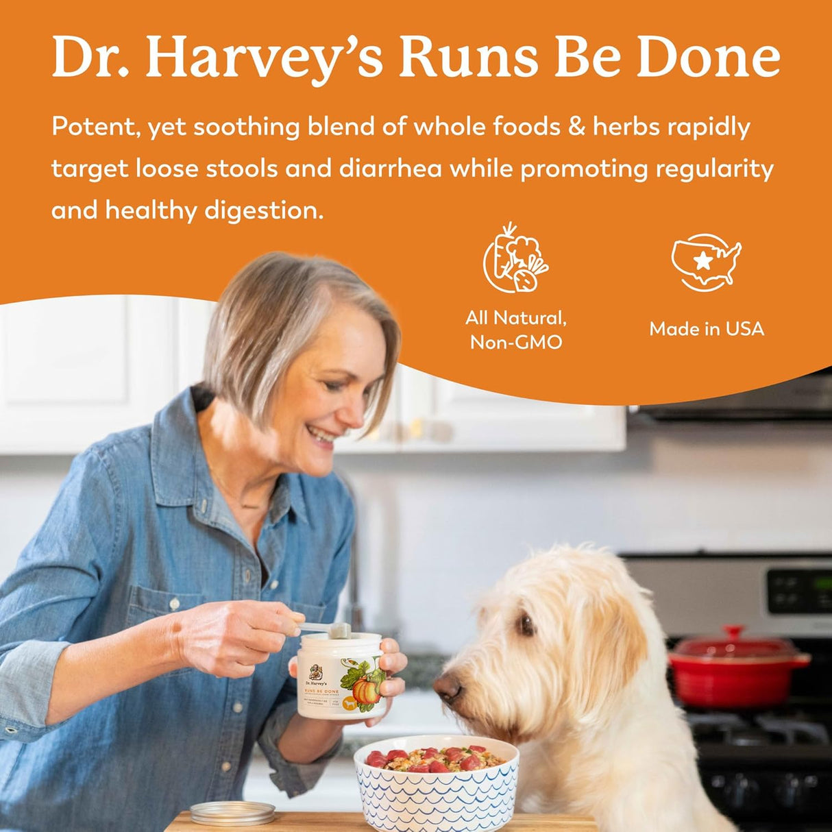 Dr. Harvey's Runs Be Done Anti-Diarrheal Digestive Tract Supplement for Dogs 198Gr.