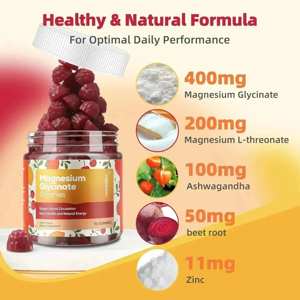 DREAVIO - DREAVIO Magnesium Glycinate Gummies 400Mg. Cherry 90 Gomitas - The Red Vitamin MX - Suplementos Alimenticios - {{ shop.shopifyCountryName }}