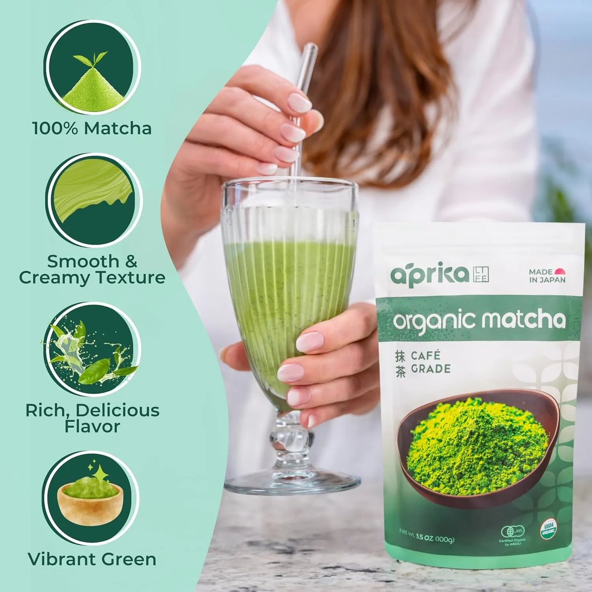APRIKALIFE - AprikaLife Organic Matcha Powder 100Gr. - The Red Vitamin MX - Suplementos Alimenticios - {{ shop.shopifyCountryName }}
