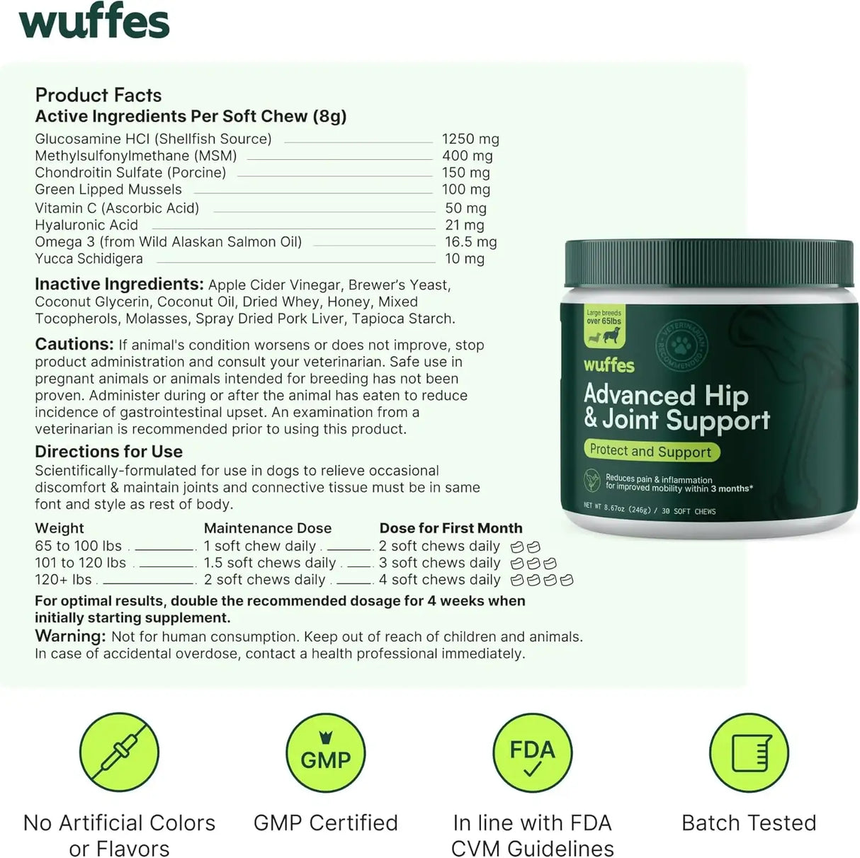 WUFFES - Wuffes Advanced Dog Hip and Joint Large Dog Breeds Pork Flavored 30 Masticables 2 Pack - The Red Vitamin MX - Cuidado De Cadera Y Articulaciones Para Perros - {{ shop.shopifyCountryName }}