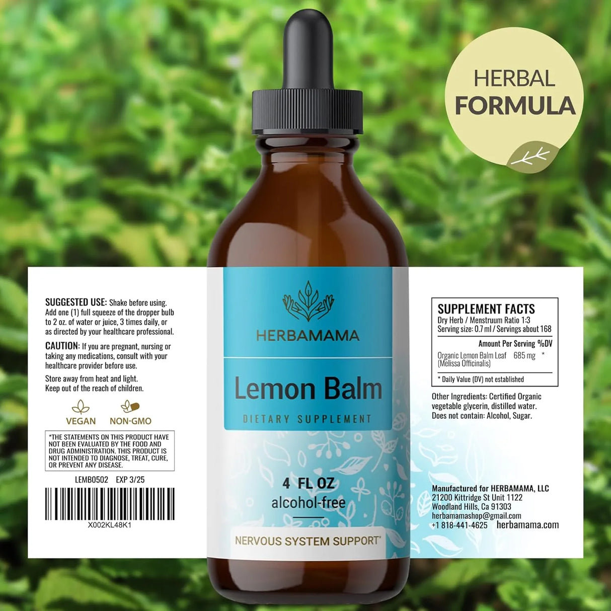 HERBAMAMA - HERBAMAMA Lemon Balm Tincture 4 Fl.Oz. - The Red Vitamin MX - Suplementos Alimenticios - {{ shop.shopifyCountryName }}