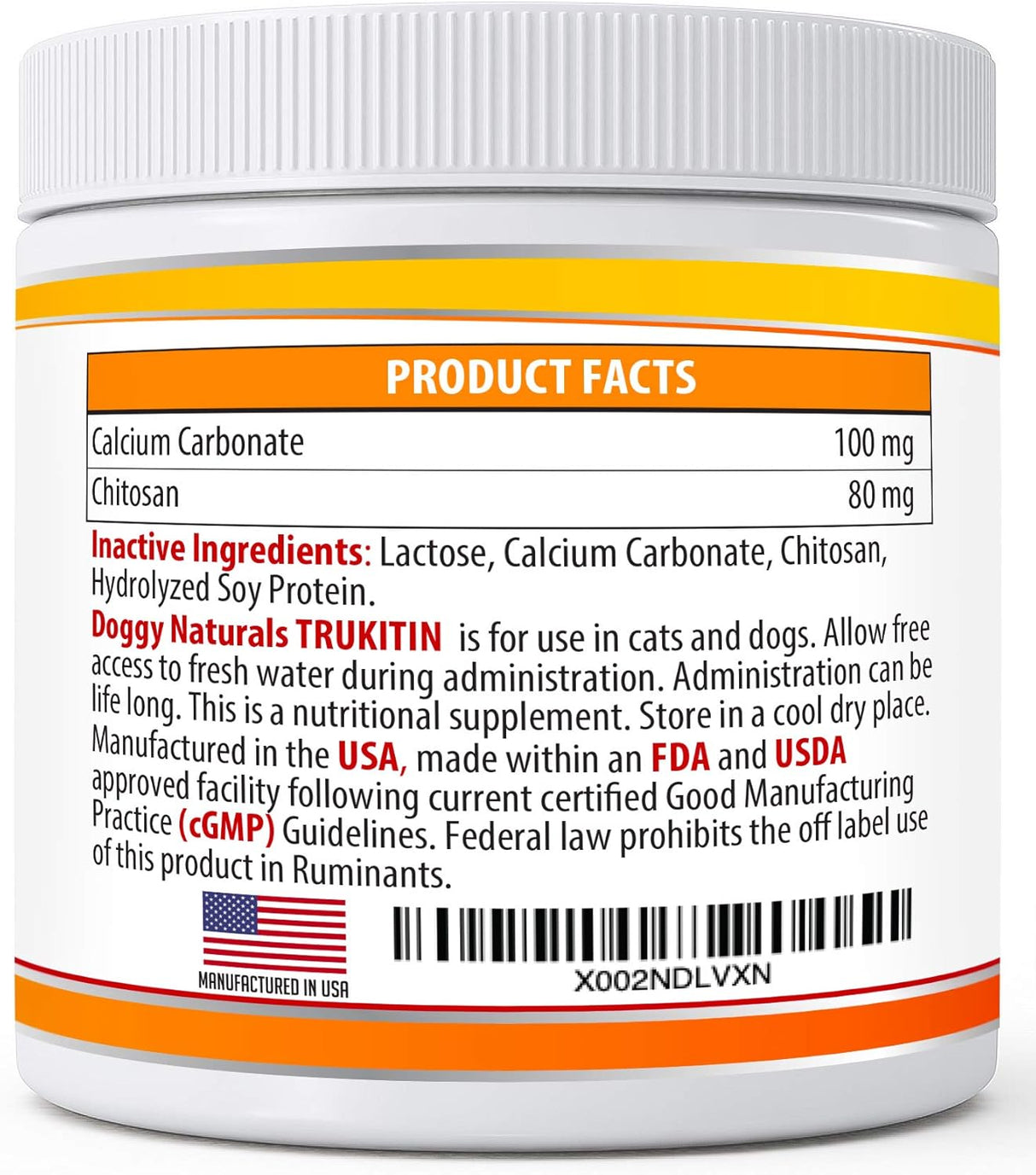 Doggy Naturals Trukitin Chitosin Based Phosphate Binder for Cats & Dogs 180Gr.