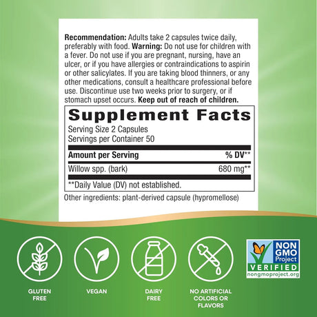 NATURE'S WAY - Nature's Way Willow Bark 100 Capsulas - The Red Vitamin MX - Suplementos Alimenticios - {{ shop.shopifyCountryName }}