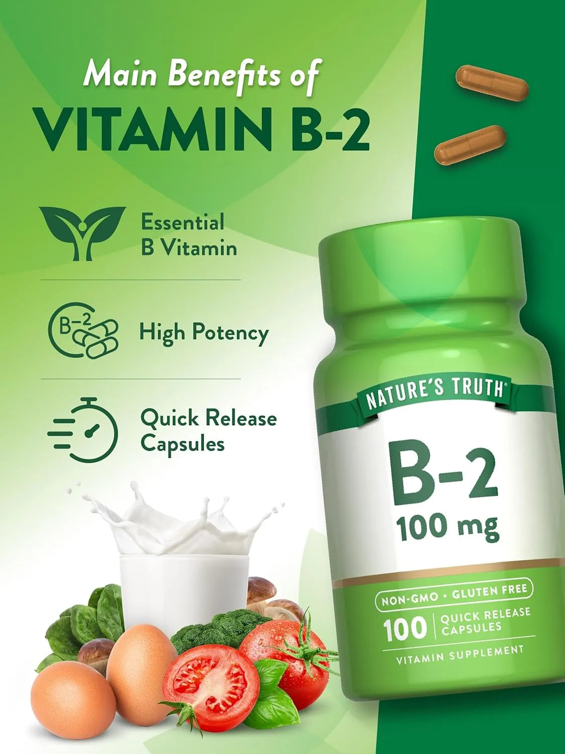 NATURE'S TRUTH - Nature's Truth B2 Vitamin 100Mg. 100 Capsulas - The Red Vitamin MX - Suplementos Alimenticios - {{ shop.shopifyCountryName }}