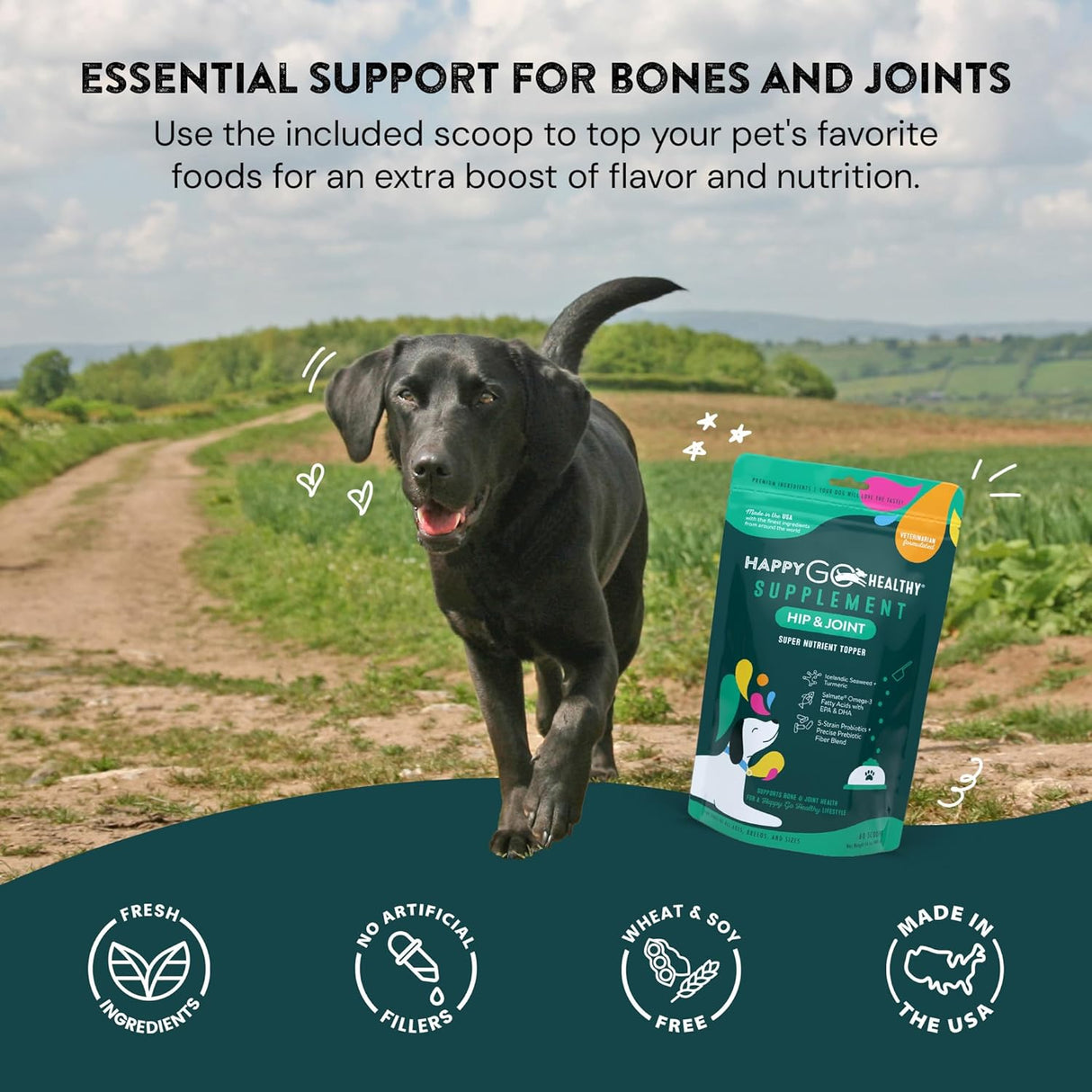 HAPPY GO HEALTHY Hip & Joint Supplements for Dogs 60 Servicios