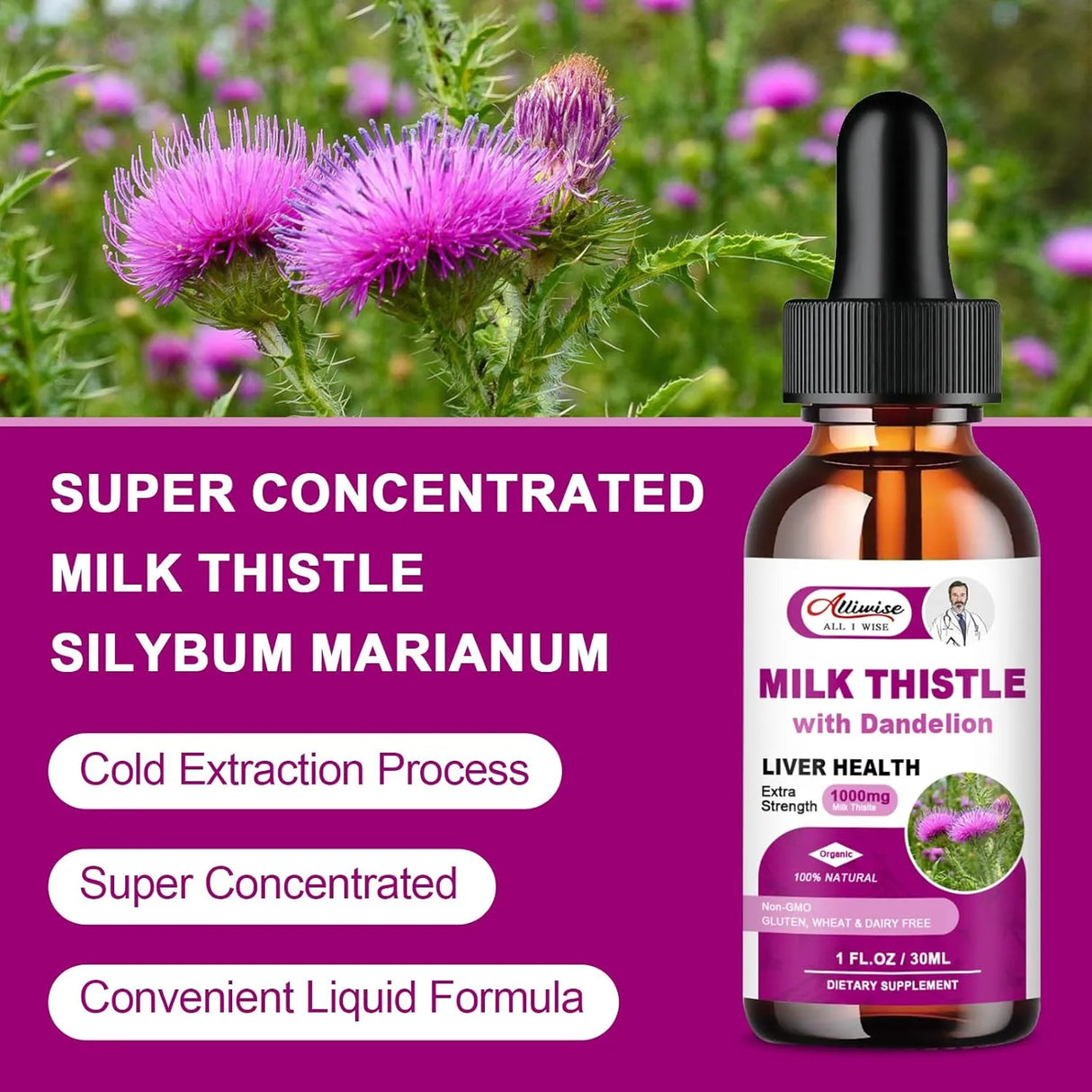 ALLIWISE - Alliwise Milk Thistle Extract Liver Health 1 Fl.Oz. 2 Pack - The Red Vitamin MX - Suplementos Alimenticios - {{ shop.shopifyCountryName }}