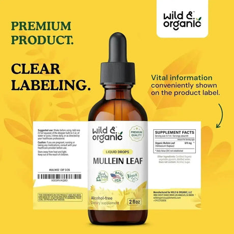 WILD & ORGANIC - Wild & Organic Mullein Drops for Lungs 2 Fl.Oz. - The Red Vitamin MX - Suplementos Alimenticios - {{ shop.shopifyCountryName }}
