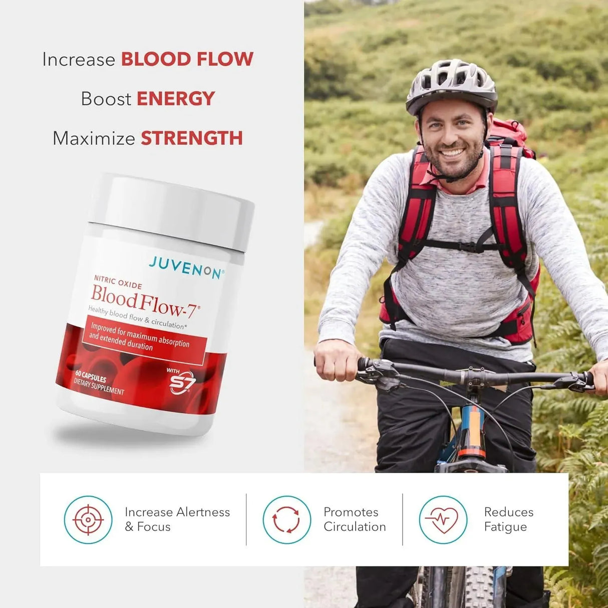 JUVENON - Juvenon BloodFlow-7 Nitric Oxide 60 Capsulas - The Red Vitamin MX - Suplementos Alimenticios - {{ shop.shopifyCountryName }}