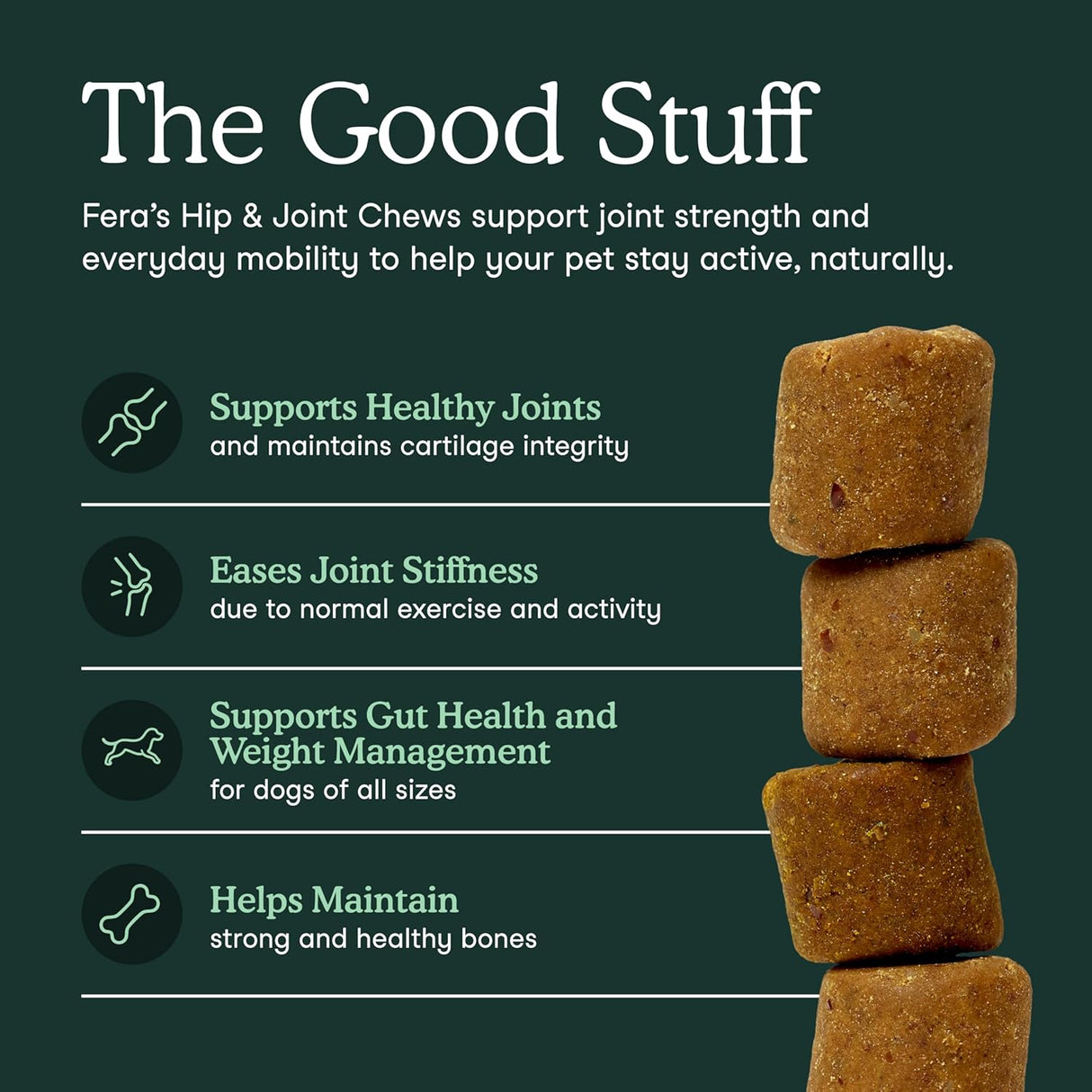 Fera Pet Organics Hip and Joint Supplement for Dogs 90 Masticables