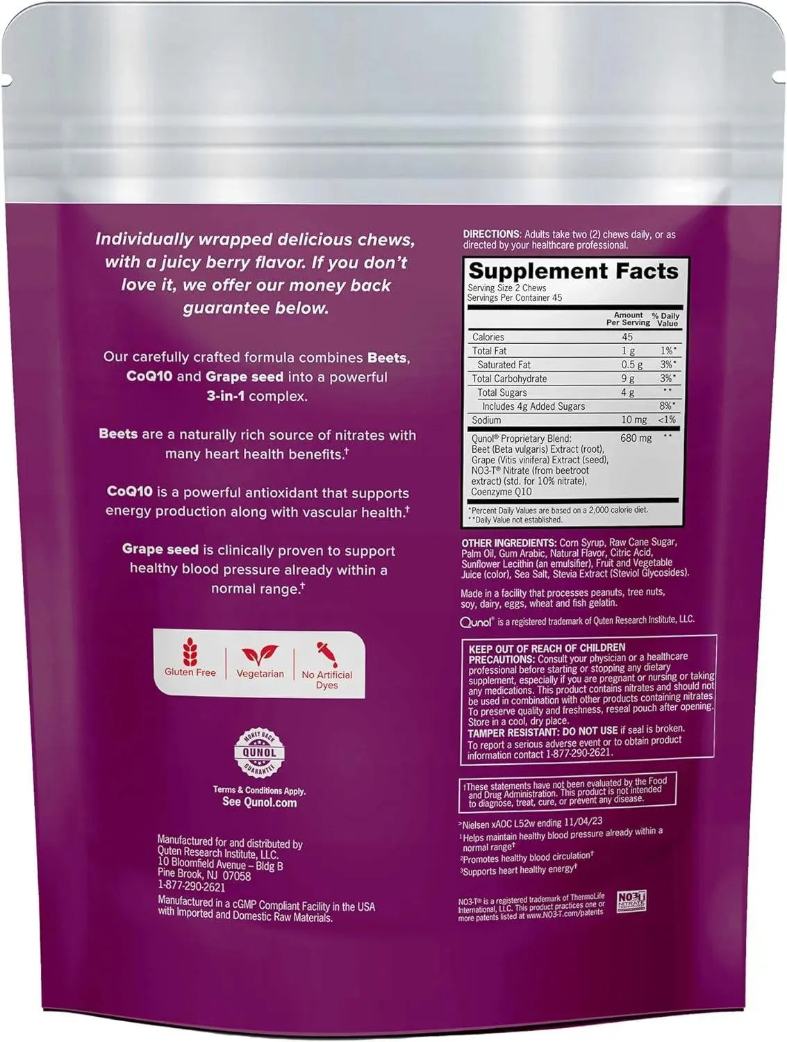 QUNOL - Qunol Beets Chews for Blood Pressure Support 90 Masticables - The Red Vitamin MX - Suplementos Alimenticios - {{ shop.shopifyCountryName }}