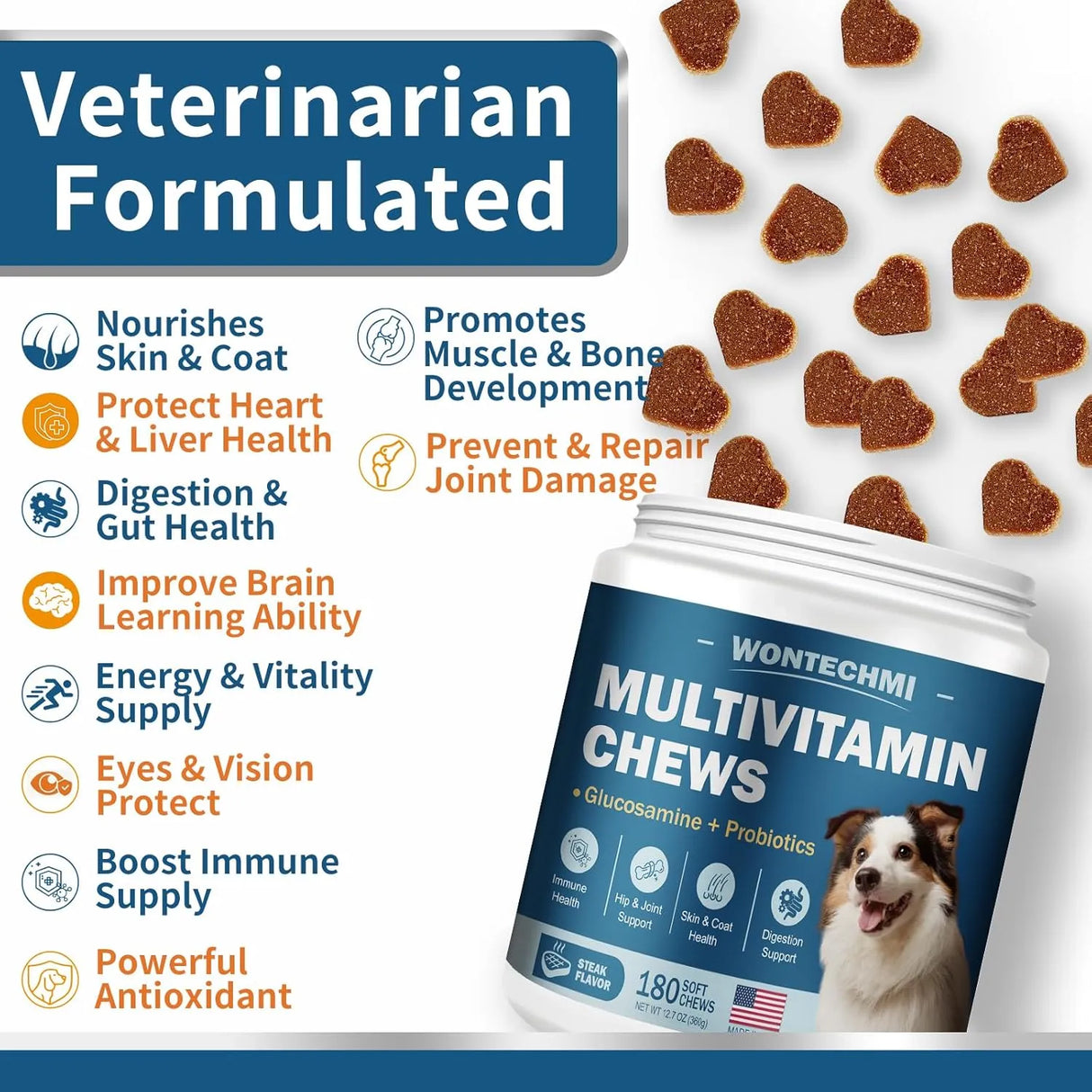 WONTECHMI - WONTECHMI Dog Multivitamin 180 Masticables - The Red Vitamin MX - Multivitamínicos Para Perros - {{ shop.shopifyCountryName }}