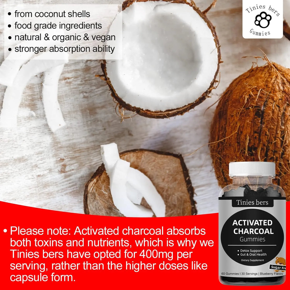 TINIES BERS - Tinies bers Activated Charcoal Gummies Sugar Free 60 Gomitas - The Red Vitamin MX - Suplementos Alimenticios - {{ shop.shopifyCountryName }}