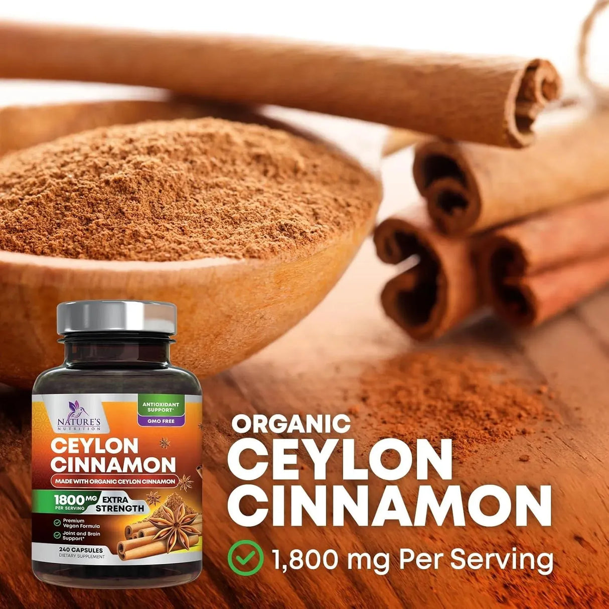 NATURE'S NUTRITION - Nature's Nutrition Pure Cinnamon 1800Mg. 240 Capsulas - The Red Vitamin MX - Suplementos Alimenticios - {{ shop.shopifyCountryName }}