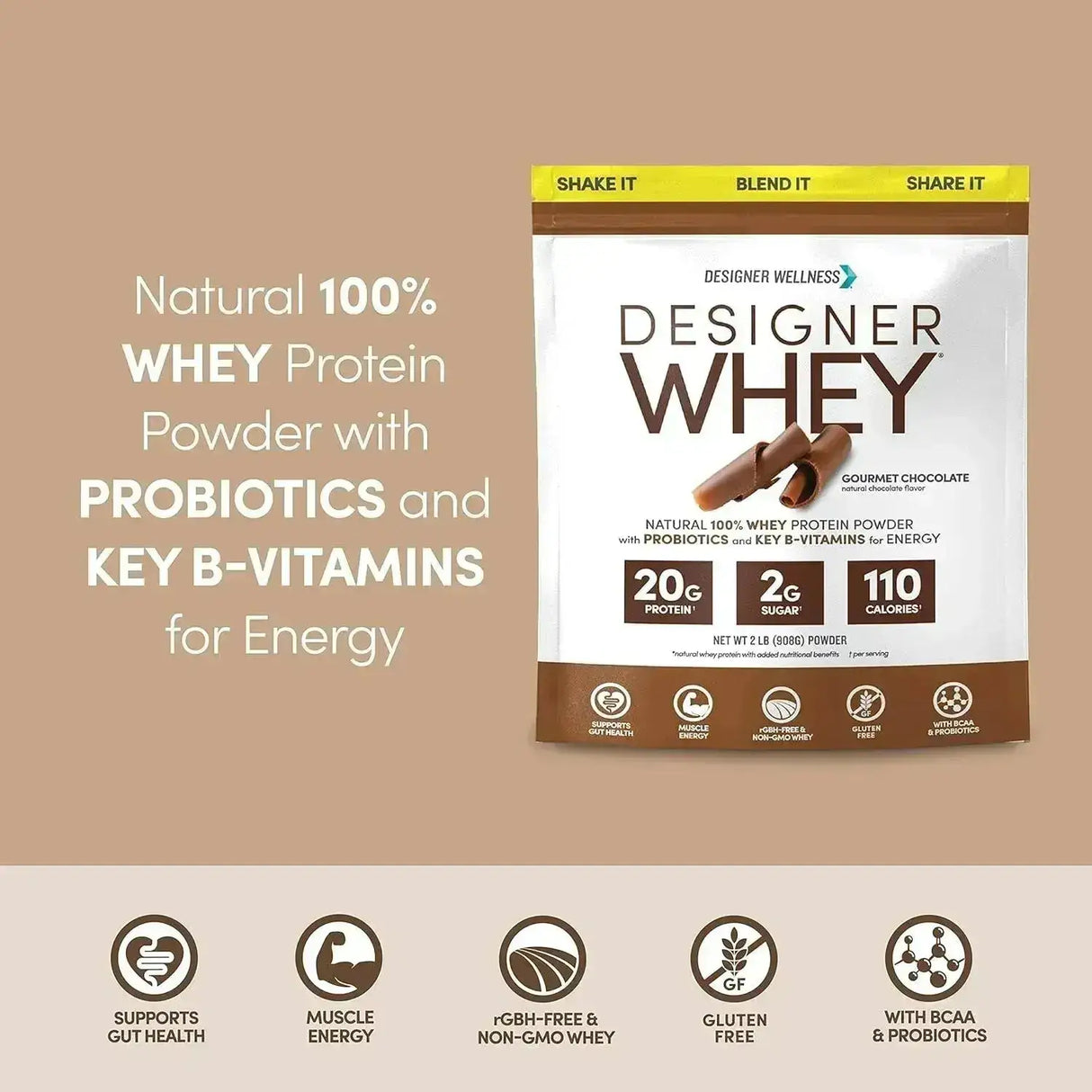 DESIGNER WELLNESS - Designer Wellness Designer Whey Natural Whey Protein Powder Chocolate 908Gr. - The Red Vitamin MX - Suplementos Alimenticios - {{ shop.shopifyCountryName }}