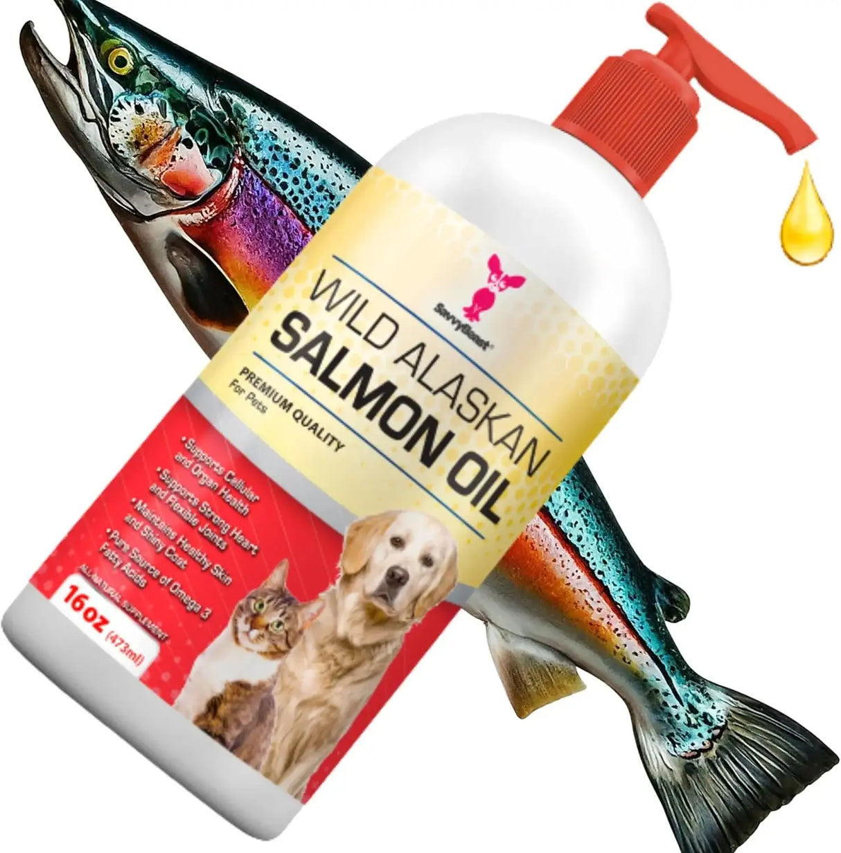 SAVVYBEAST - SavvyBeast Wild Alaskan Salmon Oil for Dogs 16 Fl.Oz. - The Red Vitamin MX - Aceite De Pescado Para Perros - {{ shop.shopifyCountryName }}