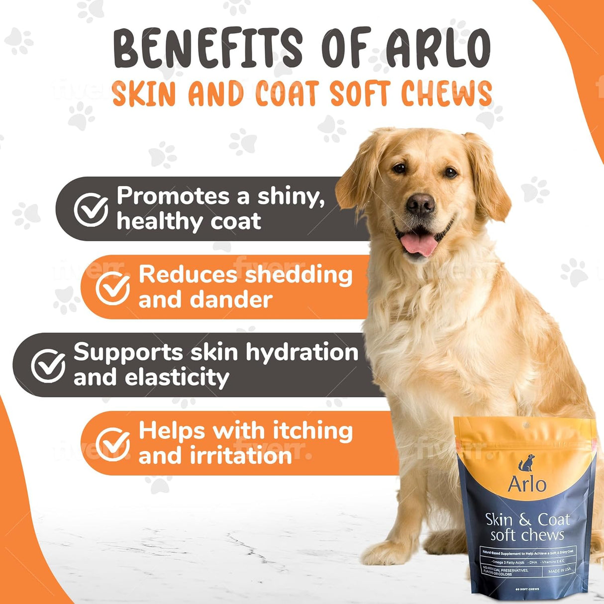 Arlo Pet Supplies Skin and Coat 60 Masticables