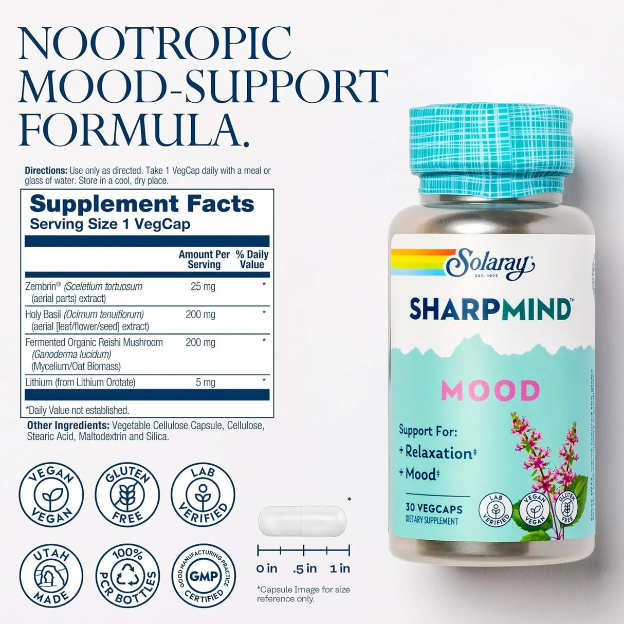 SOLARAY - SOLARAY SharpMind Mood 30 Capsulas - The Red Vitamin MX - Suplementos Alimenticios - {{ shop.shopifyCountryName }}