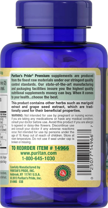 PURITAN'S PRIDE - Puritan's Pride Blueberry Eyebright Complex 120 Tabletas - The Red Vitamin MX - Suplementos Alimenticios - {{ shop.shopifyCountryName }}