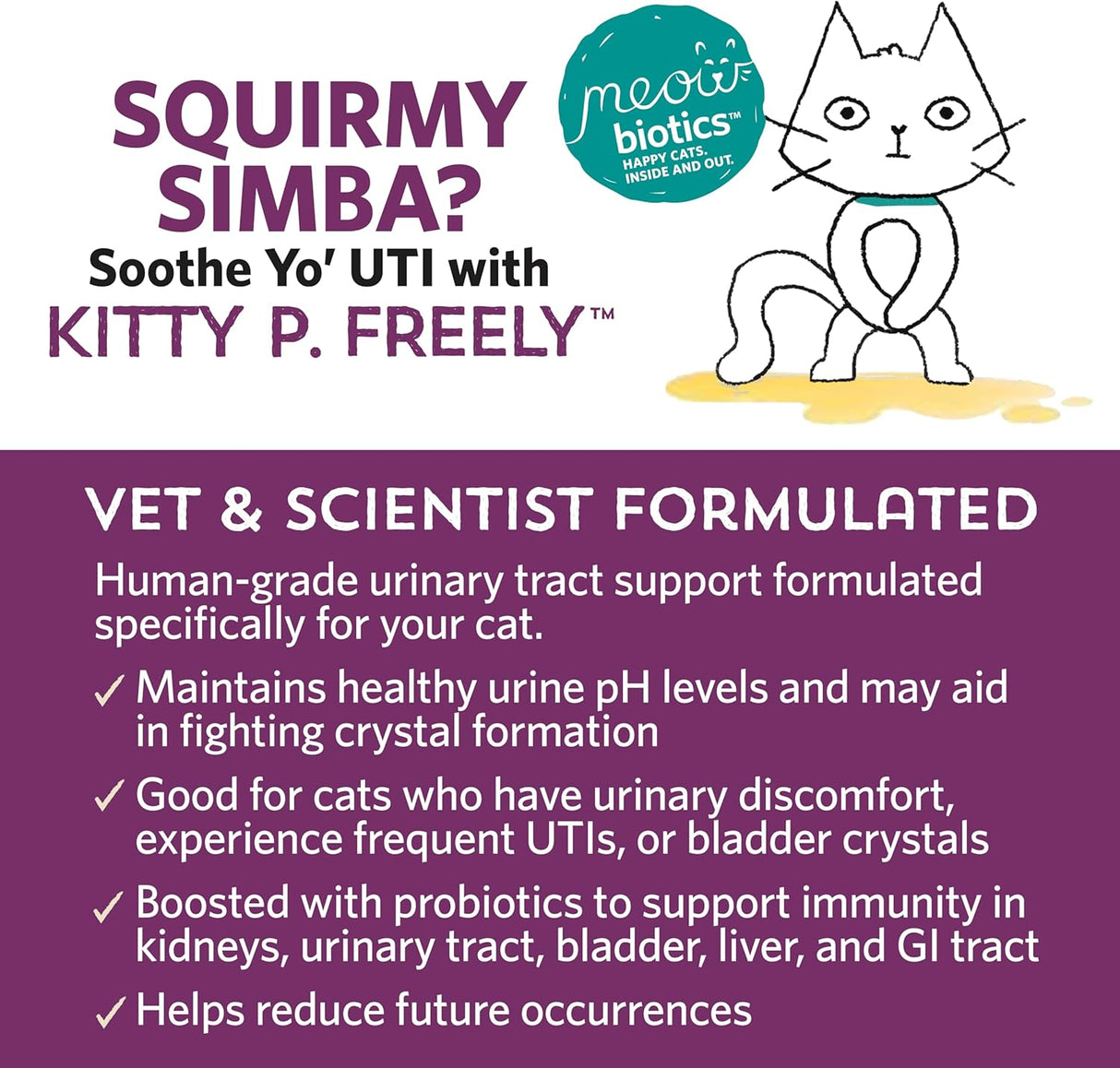 Meowbiotics Kitty P. Freely Cat Urinary Supplement 30 Day Supply