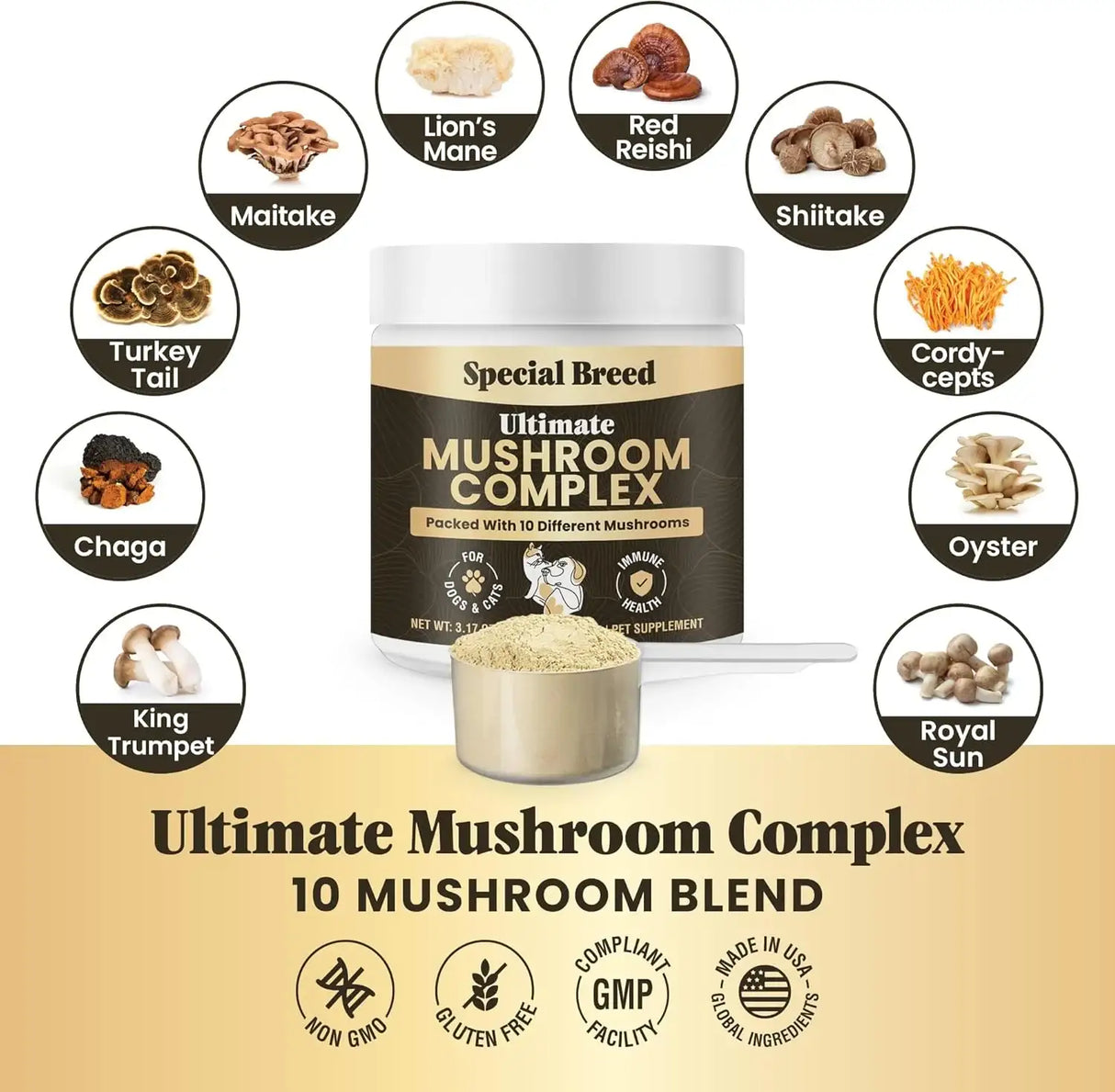 SPECIAL BREED - Special Breed Mushroom Powder for Dogs & Cats 180 Servicios 90Gr. - The Red Vitamin MX - Suplementos Herbales Para Perros - {{ shop.shopifyCountryName }}