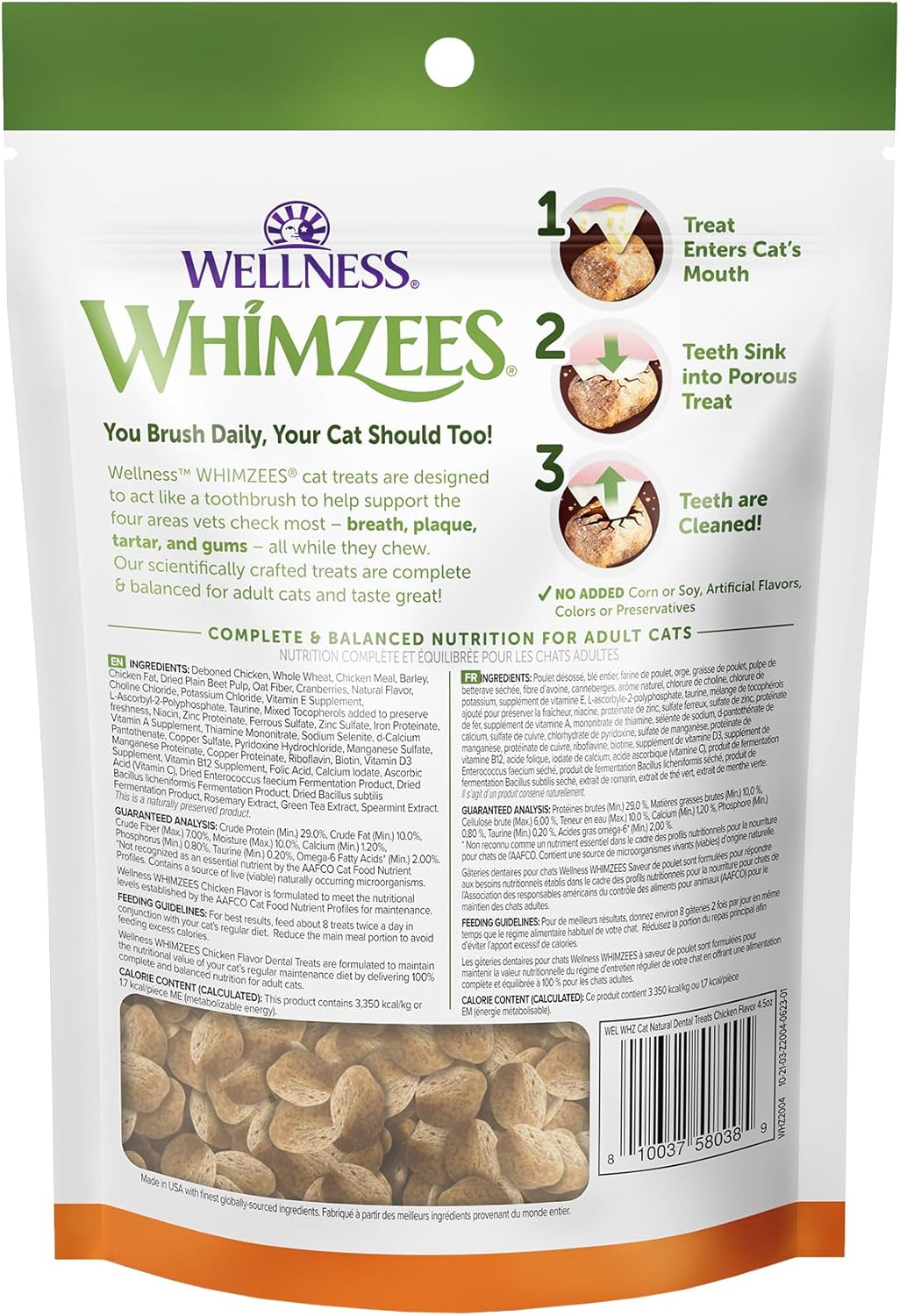 WHIMZEES Wellness Cat Dental Treats Natural Chews Chicken Flavor 127Gr.