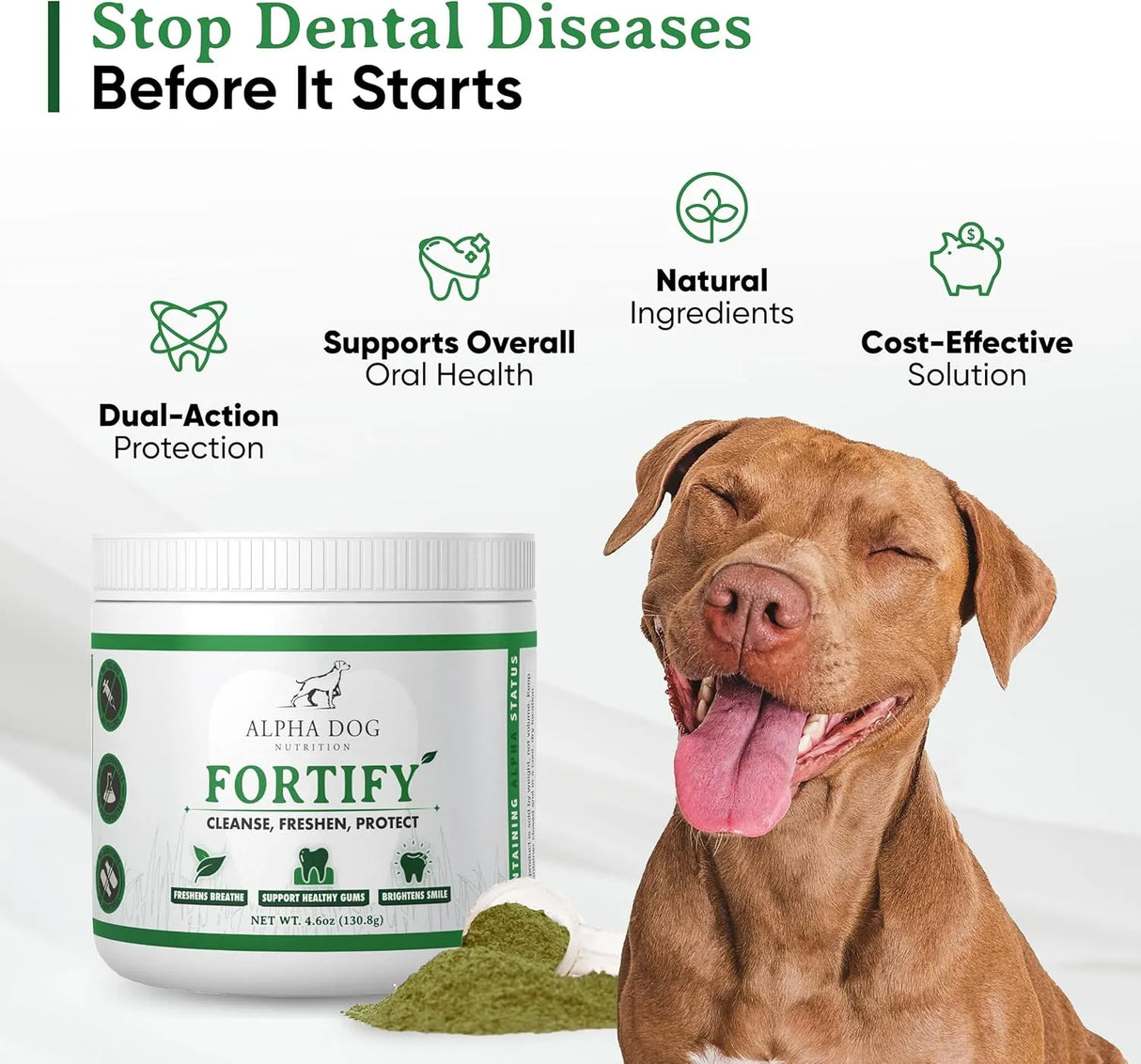 ALPHA DOG NUTRITION - Alpha Dog Nutrition Dog Teeth Cleaning Powder 130Gr. - The Red Vitamin MX - Cuidado Dental Para Perros - {{ shop.shopifyCountryName }}