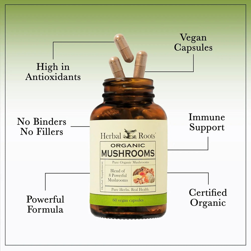 HERBAL ROOTS - Herbal Roots Organic Mushrooms 60 Capsulas - The Red Vitamin MX - Suplementos Alimenticios - {{ shop.shopifyCountryName }}