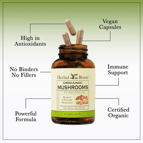 HERBAL ROOTS - Herbal Roots Organic Mushrooms 60 Capsulas - The Red Vitamin MX - Suplementos Alimenticios - {{ shop.shopifyCountryName }}