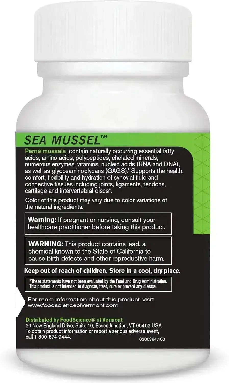 FOODSCIENCE - FoodScience of Vermont Sea Mussel 180 Capsulas - The Red Vitamin MX - Suplementos Alimenticios - {{ shop.shopifyCountryName }}