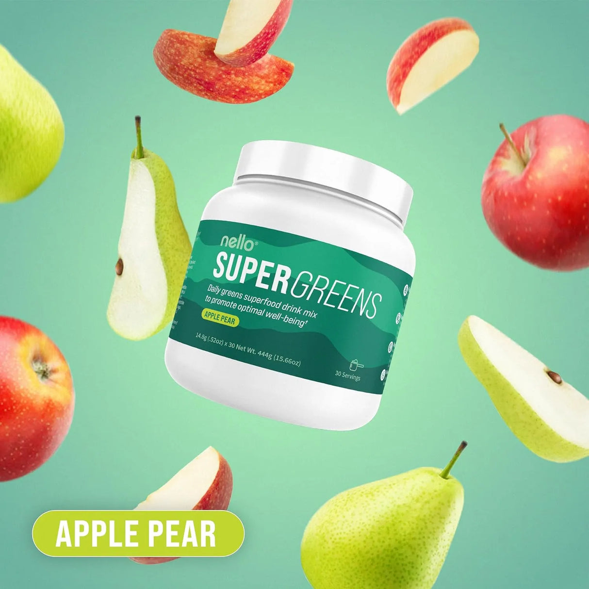 NELLO - Nello Supergreens 30 Servicios Apple Pear 444Gr. - The Red Vitamin MX - Suplementos Alimenticios - {{ shop.shopifyCountryName }}