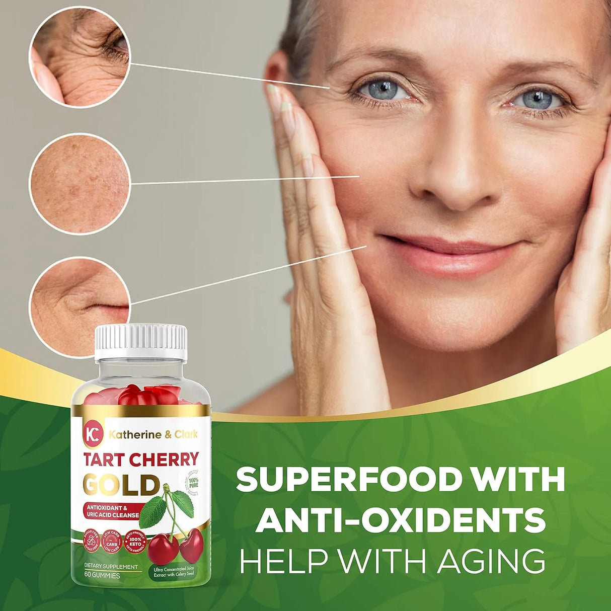 KATHERINE & CLARK - Katherine & Clark Tart Cherry Gold Montmorency Gummies 60 Gomitas - The Red Vitamin MX - Suplementos Alimenticios - {{ shop.shopifyCountryName }}
