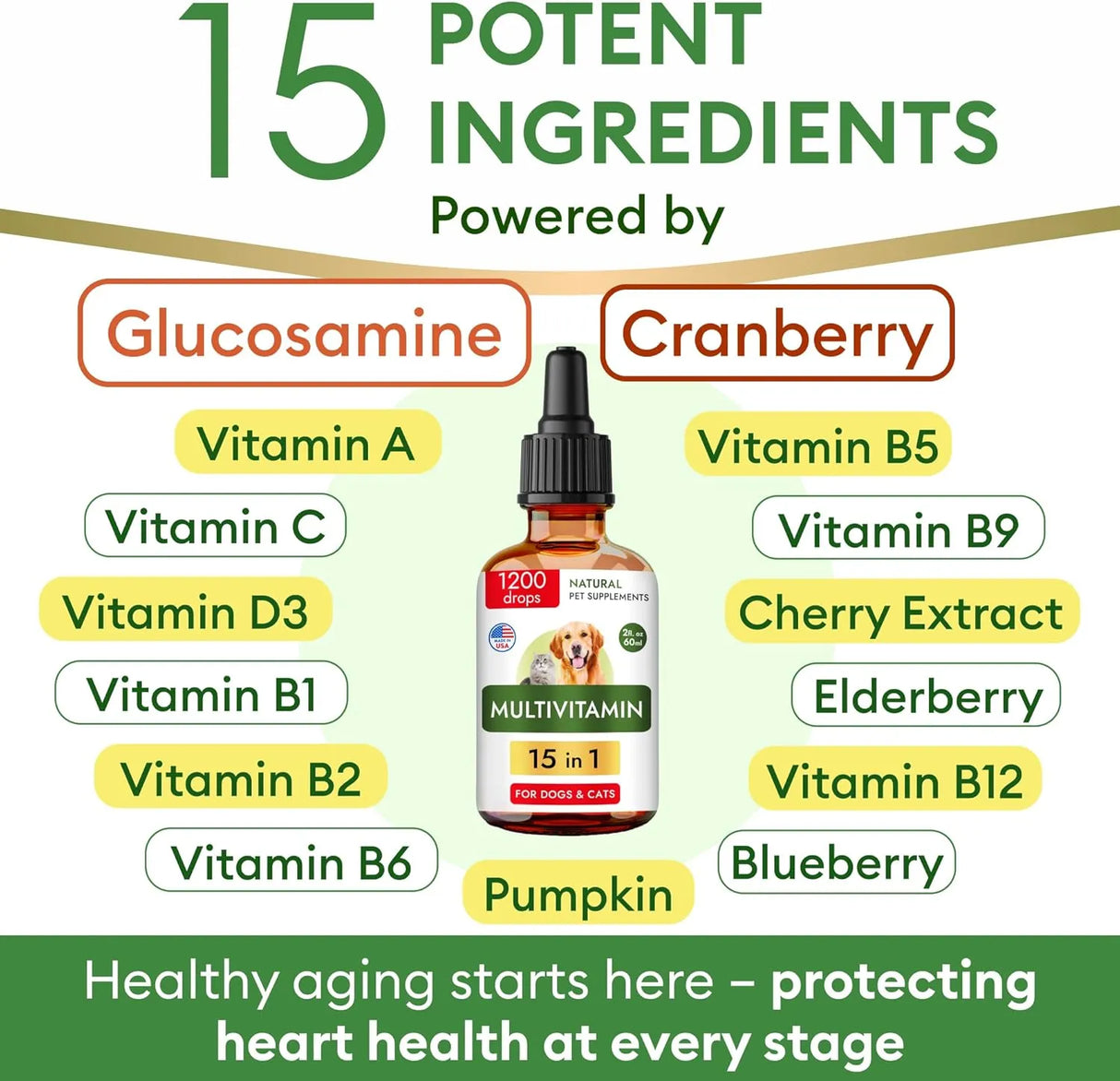 NATURAL PET SUPPLEMENTS - Natural Pet Supplements 15-in-1 Liquid Multivitamin for Dogs & Cats 2 Fl.Oz. - The Red Vitamin MX - Multivitamínicos Para Perros - {{ shop.shopifyCountryName }}