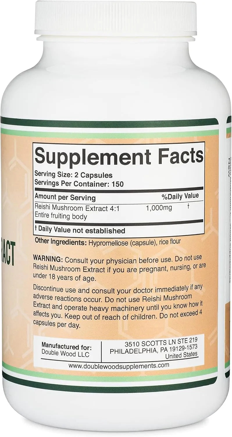 DOUBLE WOOD SUPPLEMENTS - Double Wood Supplements Reishi Mushroom 1000Mg. 300 Capsulas - The Red Vitamin MX - Suplementos Alimenticios - {{ shop.shopifyCountryName }}